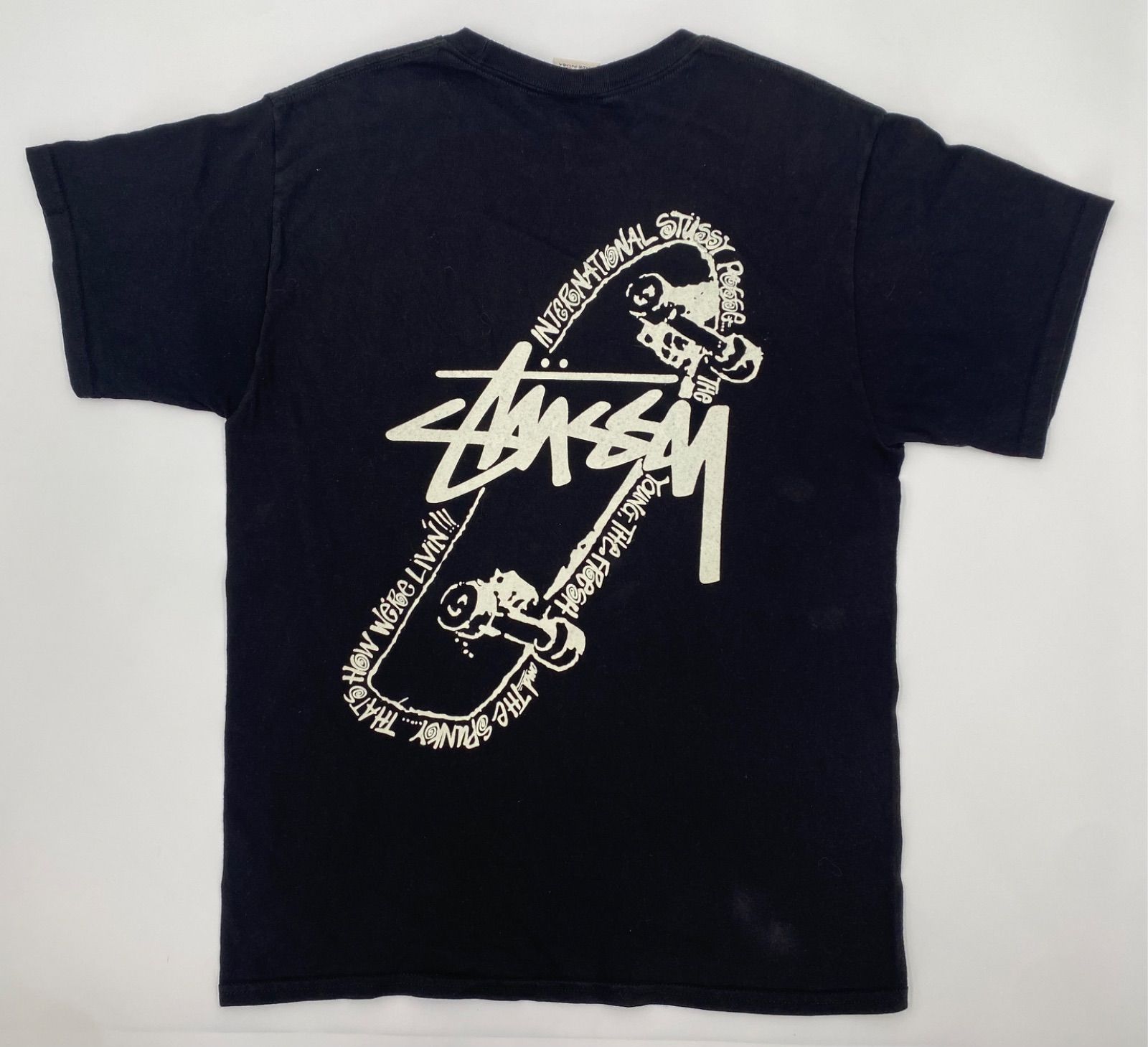 OLD STUSSY 90s 白タグ USA製 L ブラック スケート Tシャツ オールド