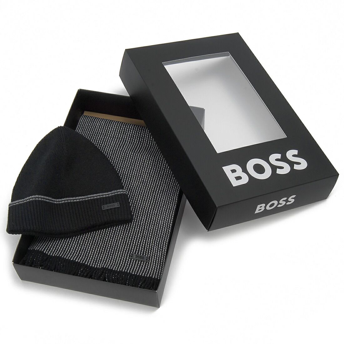 HUGO BOSS ヒューゴボス マフラー＆ニット帽 メンズ ギフトセット 50548858 001