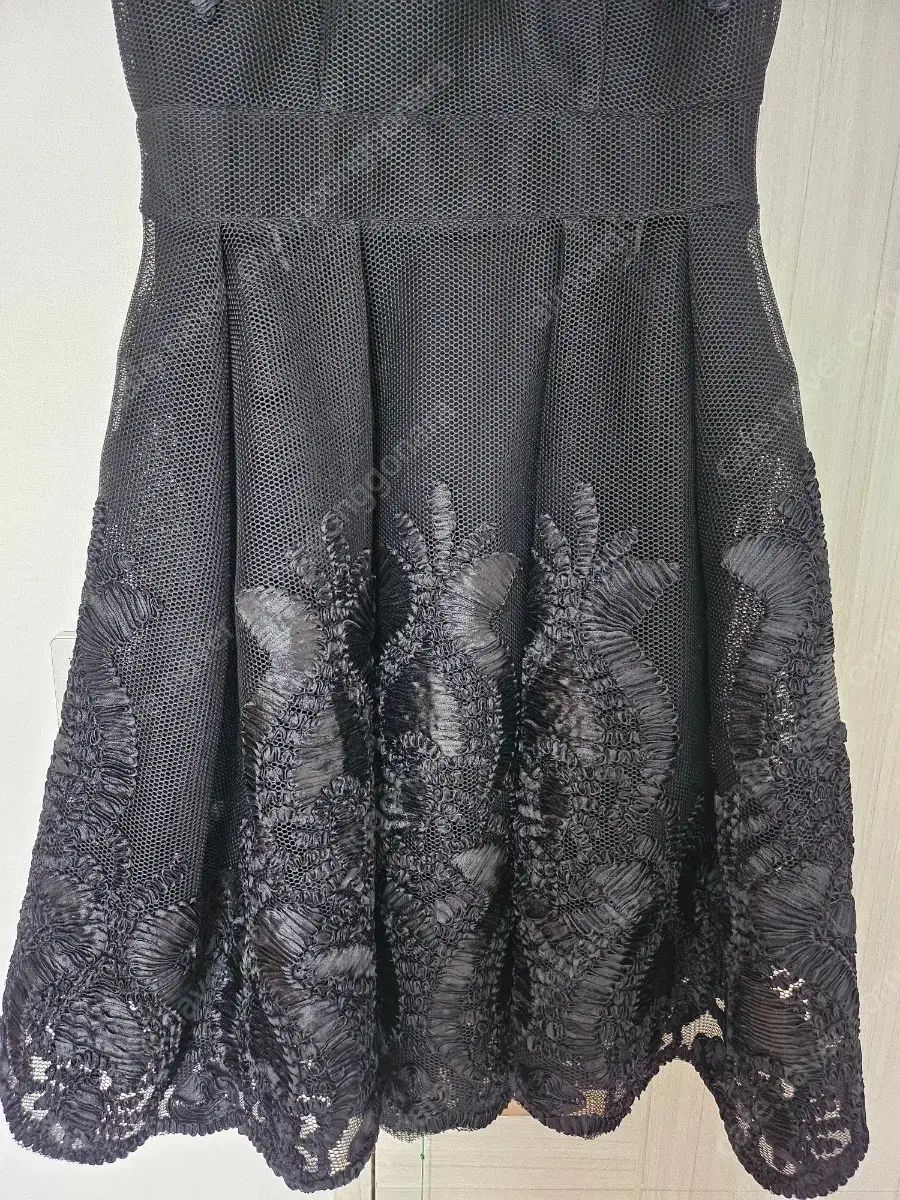  マージュ チョン ユミ ONE PIECE ブラック レース フ 長袖 七分袖 ひざ丈ワンピース