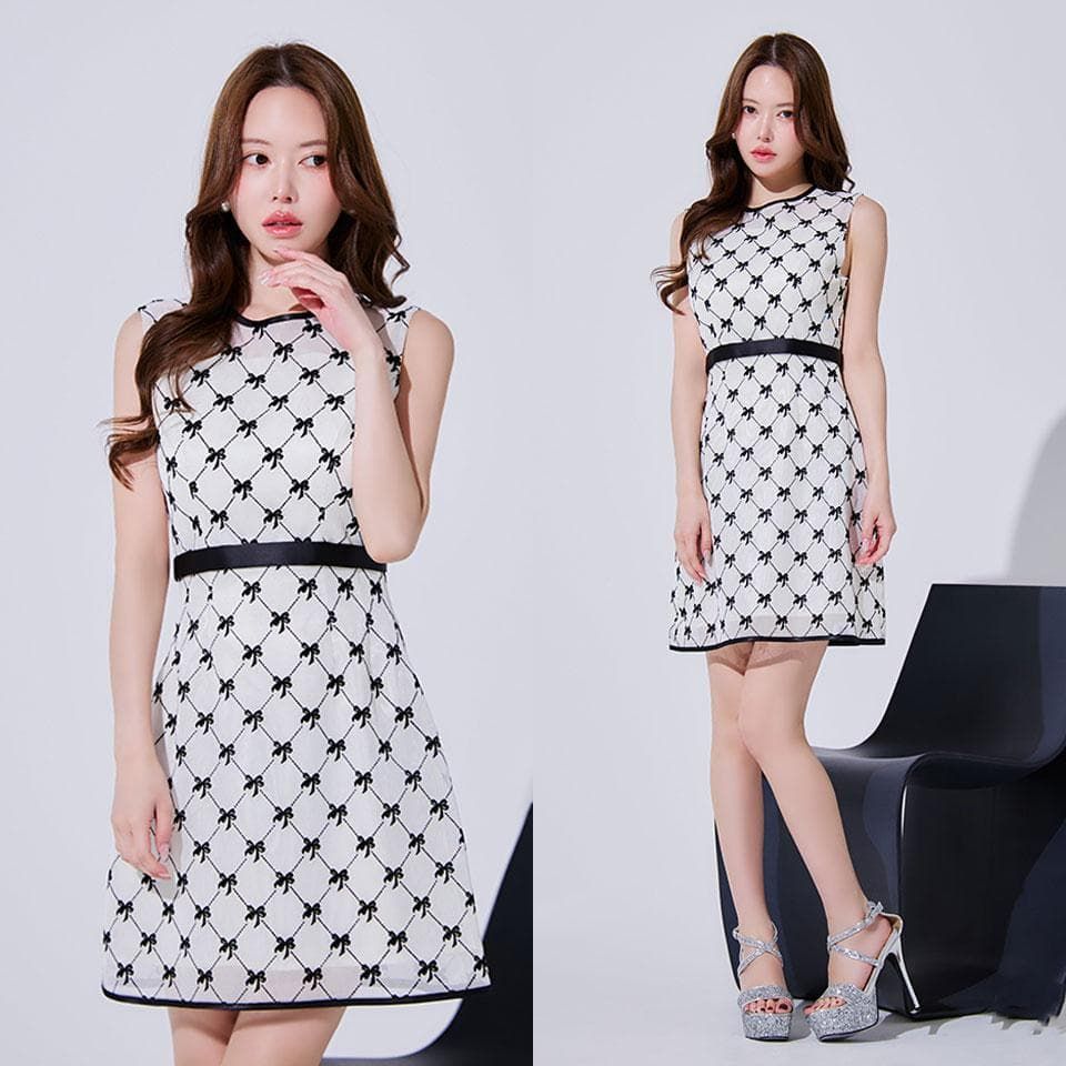 VELIQUE ヴェリーク リボンプリント フ ミニドレス sugar