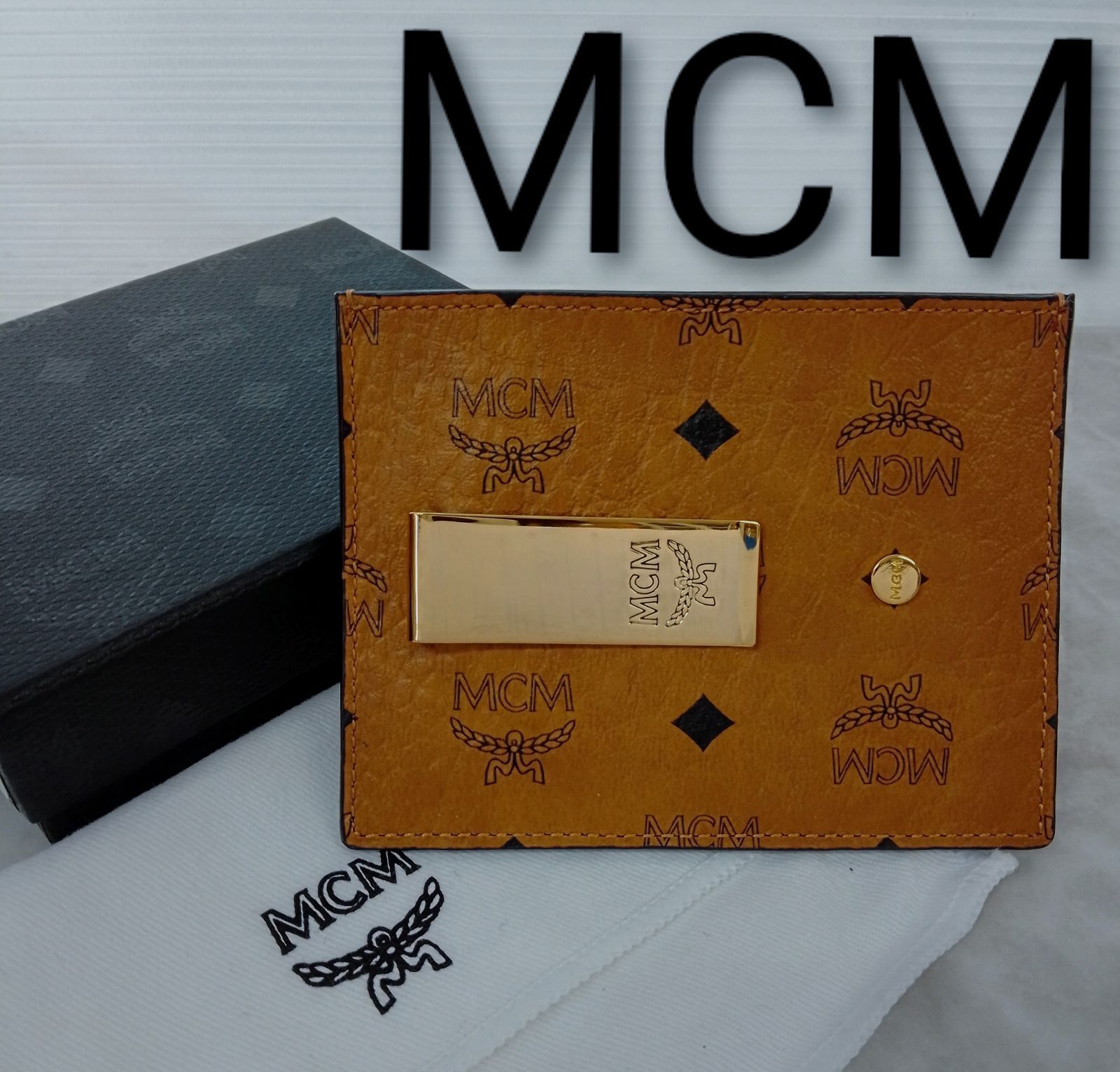 ANW14 MCM マネークリップ カードケース ゴールド金具 箱＆保存袋付き