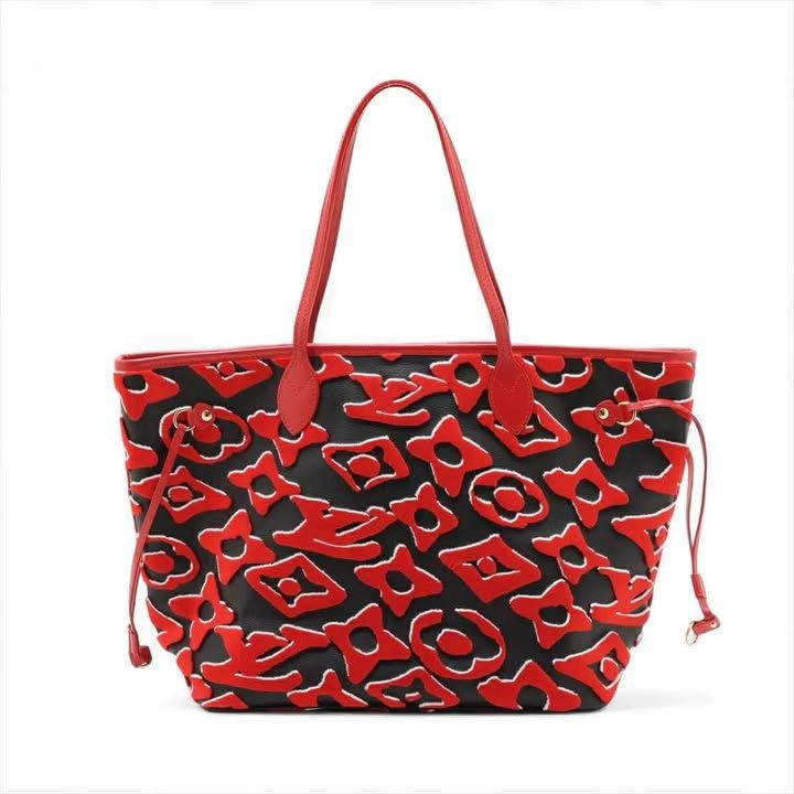 ルイヴィトン LOUIS VUITTON ネヴァーフル MM LV×UF M45544 トートバッグ ブラック×レッド ショルダー レザー フェルト 7-10-301