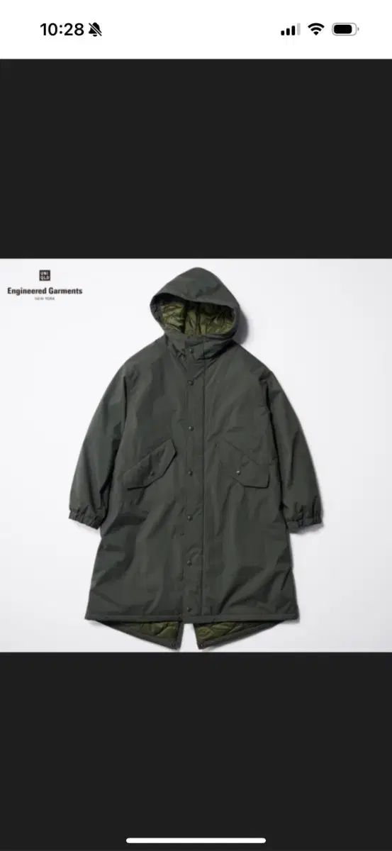 ユニクロ U 퀼팅 コート オリーブ M