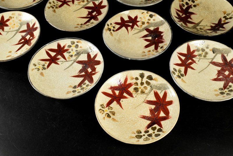 蔵A 2043 a 京焼 銀彩雲錦文 銘々皿 小皿 十客