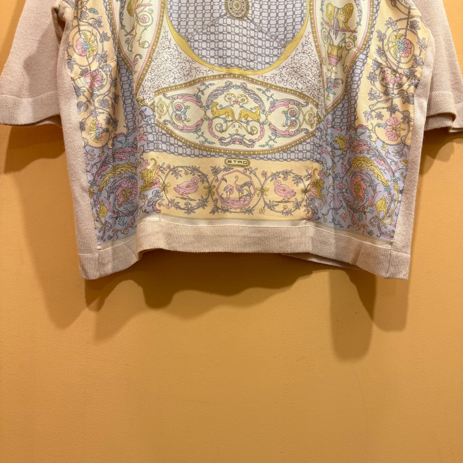 ETRO ニットポロシャツ スカーフ切り替え 総柄 サイズ42【送料込み