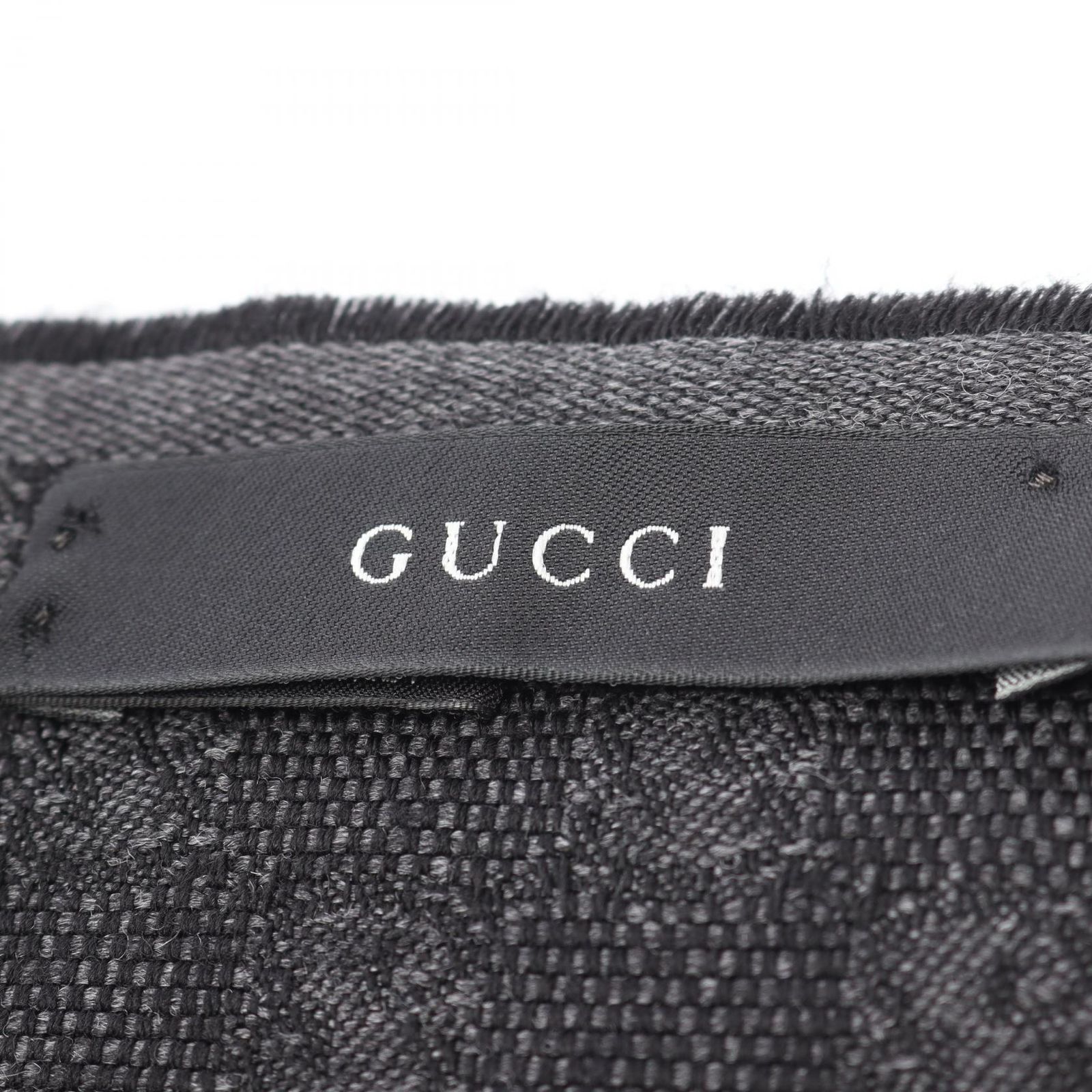 グッチ GUCCI マフラー GG柄 シェリーライン ブラック ウール シルク マフラー メンズ Used B