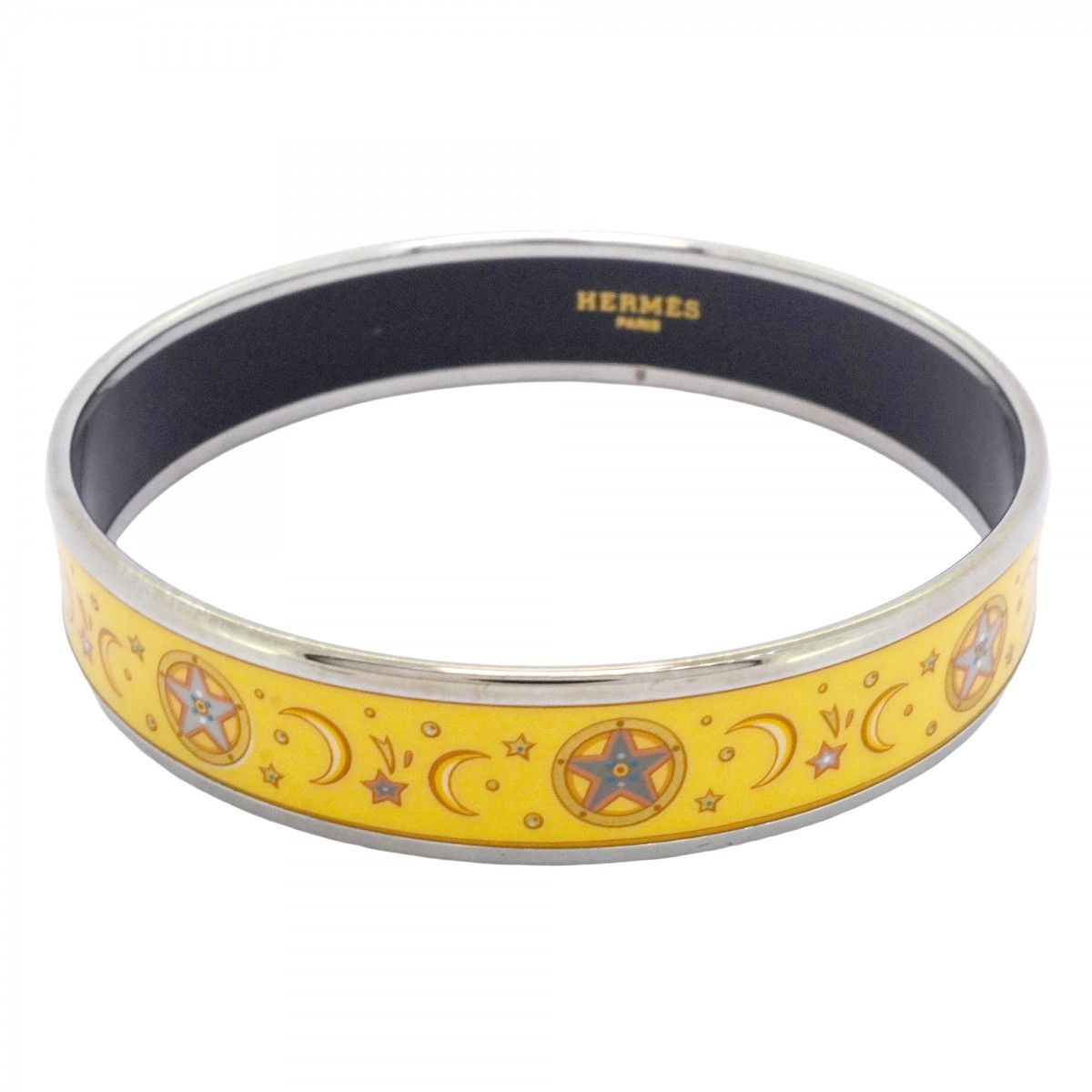 5 jmb 0817 エルメス バングル エマイユPM メタル 七宝焼き シルバー イエロー マルチ レディース