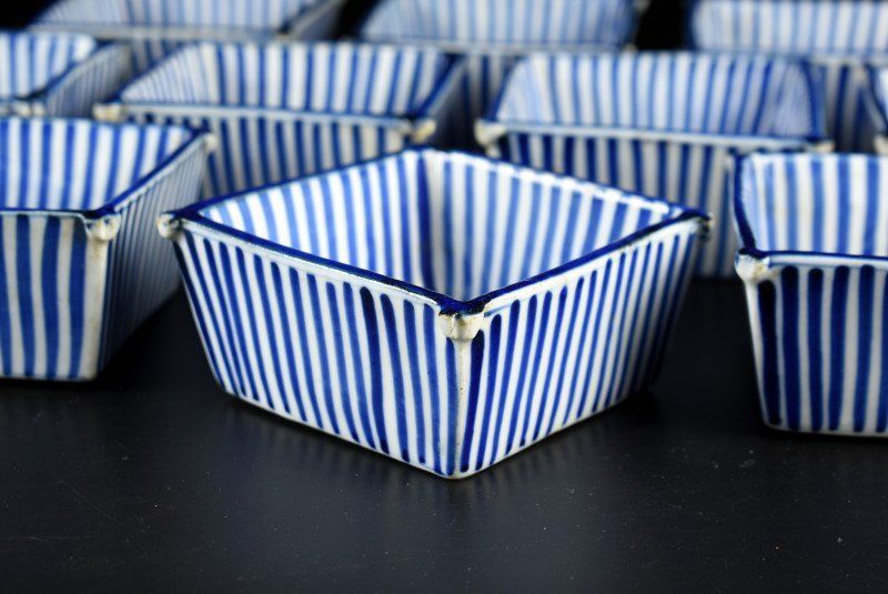 蔵C 9607 a 印判 四方角鉢 向付 小鉢 十客