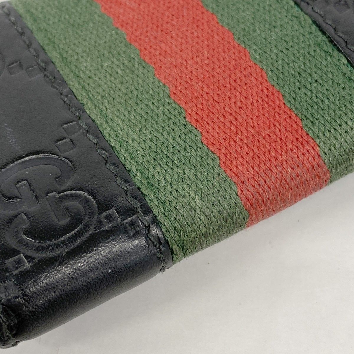  5 ob 1068 グッチ キーケース グッチシマ シェリーライン 408828 レザー ブラック シルバー金具 メンズ レディース ユニセックス キーケース 小物