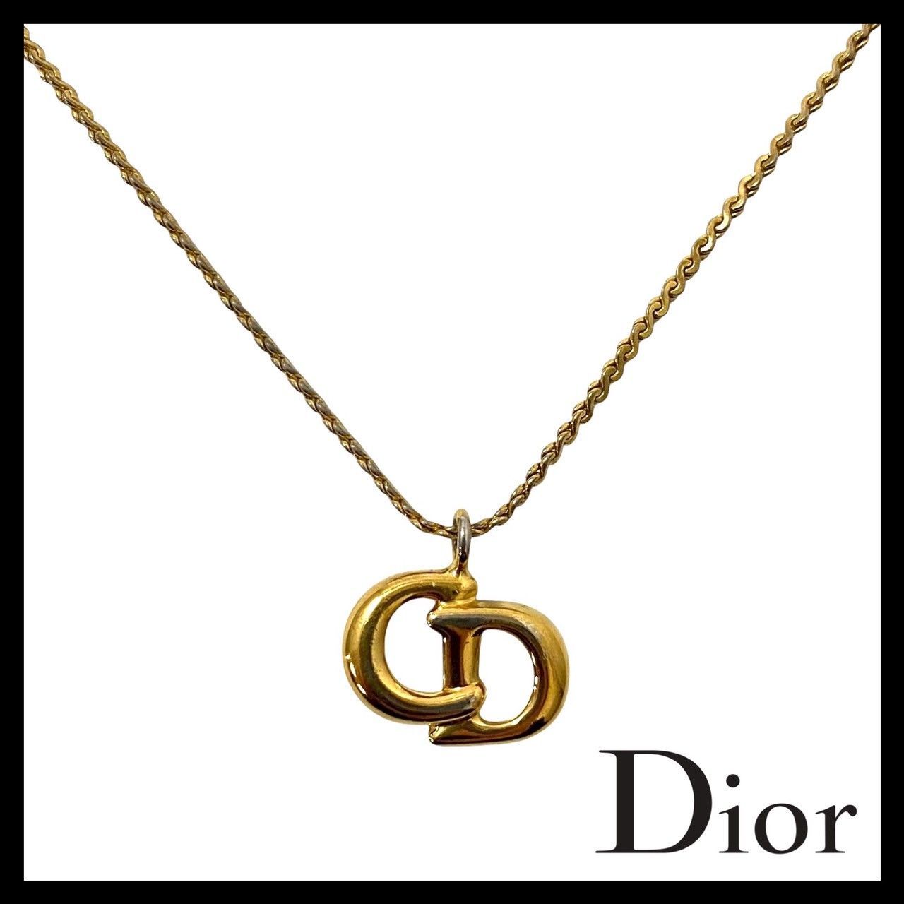 Dior】CDロゴ ネックレス ゴールド/金カラー ヴィンテージ ペンダント