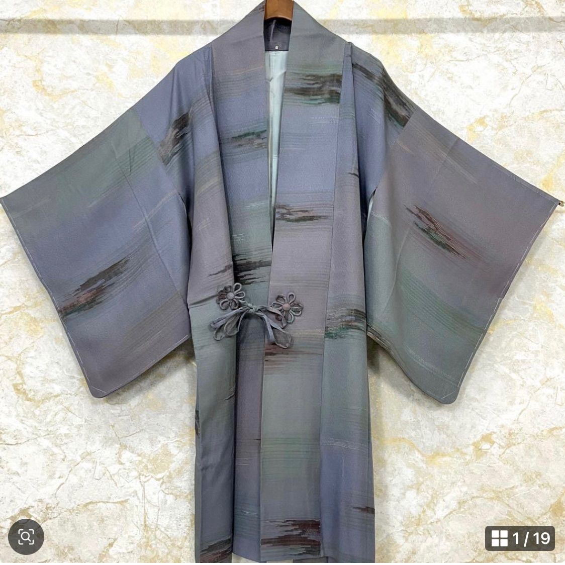 kimomo one kimonoarisa 厳選 同然 ブロード加工の上質な素材のロング道中着 グラデーション 暈し 作家物 裄64.5肩丈98 仕付け付き 長羽織道中着道行コート着物帯小紋普段着名古屋帯洒落袋帯半幅帯