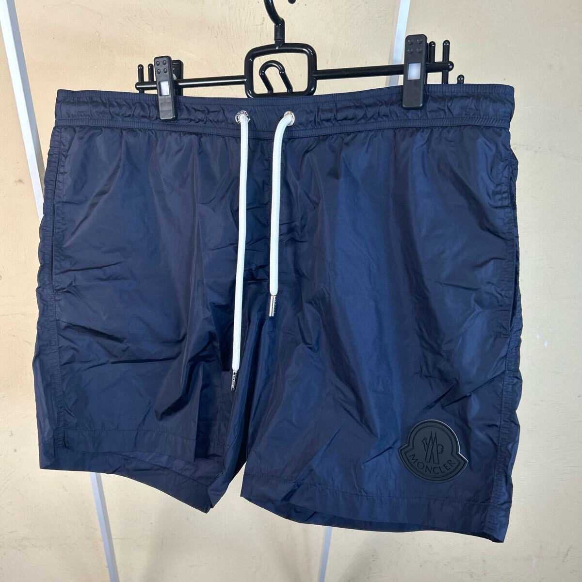 MONCLERモンクレール ショートパンツハーフパンツネイビーラバーワッペンXL