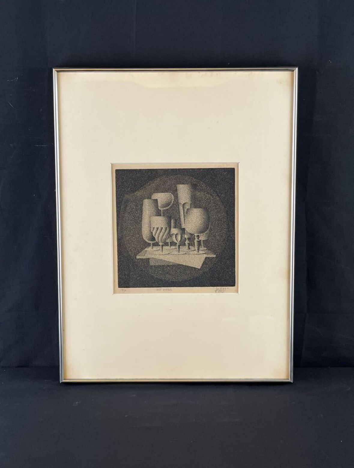 Mario Avati マリオ・アバチ 「8つのグラス (Huit verres)」銅版画