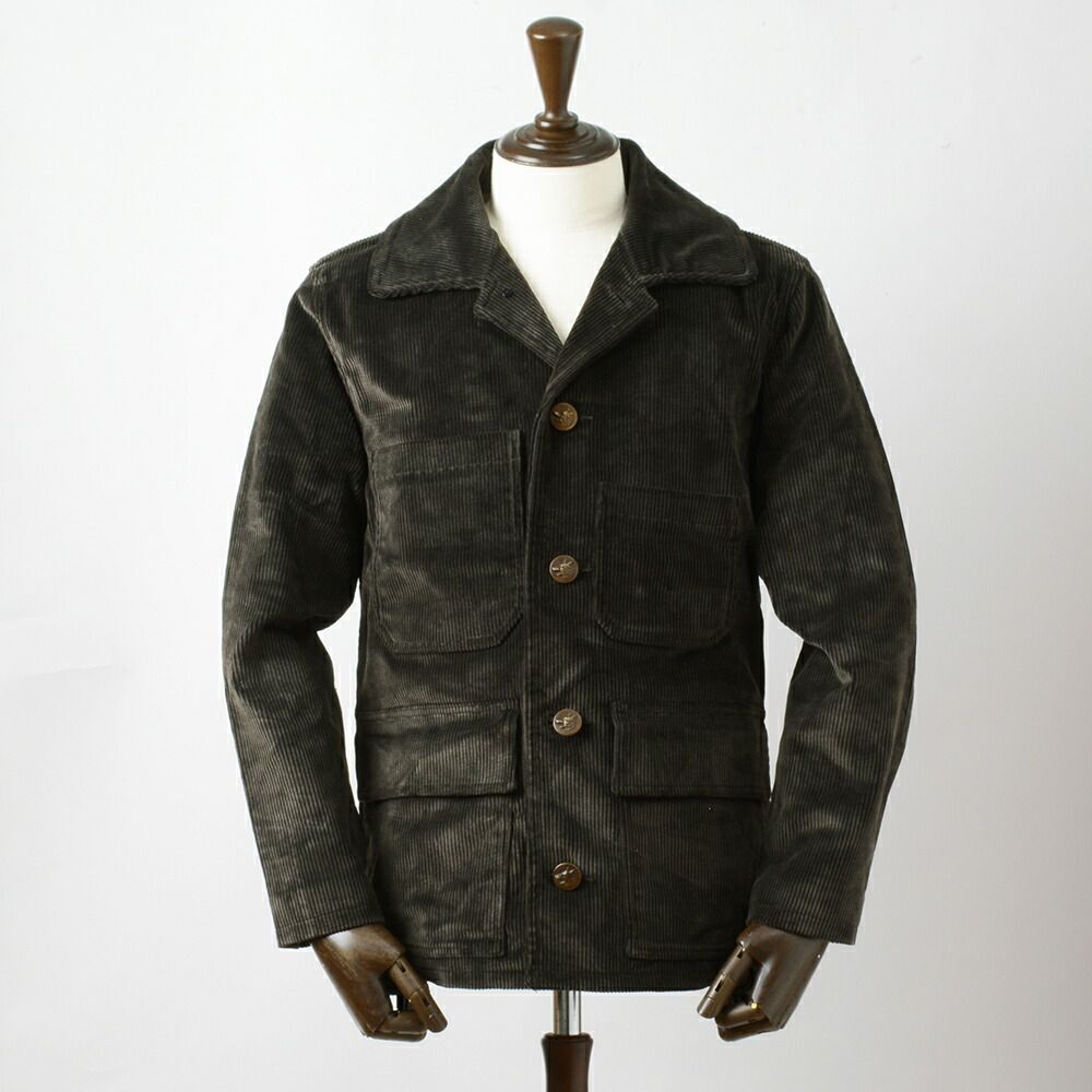 バイグラッドハンド コーデュロイ カバーオール ハンティングジャケット BYGH-17-AW-09 M オリーブ BY GLAD HAND fz1008