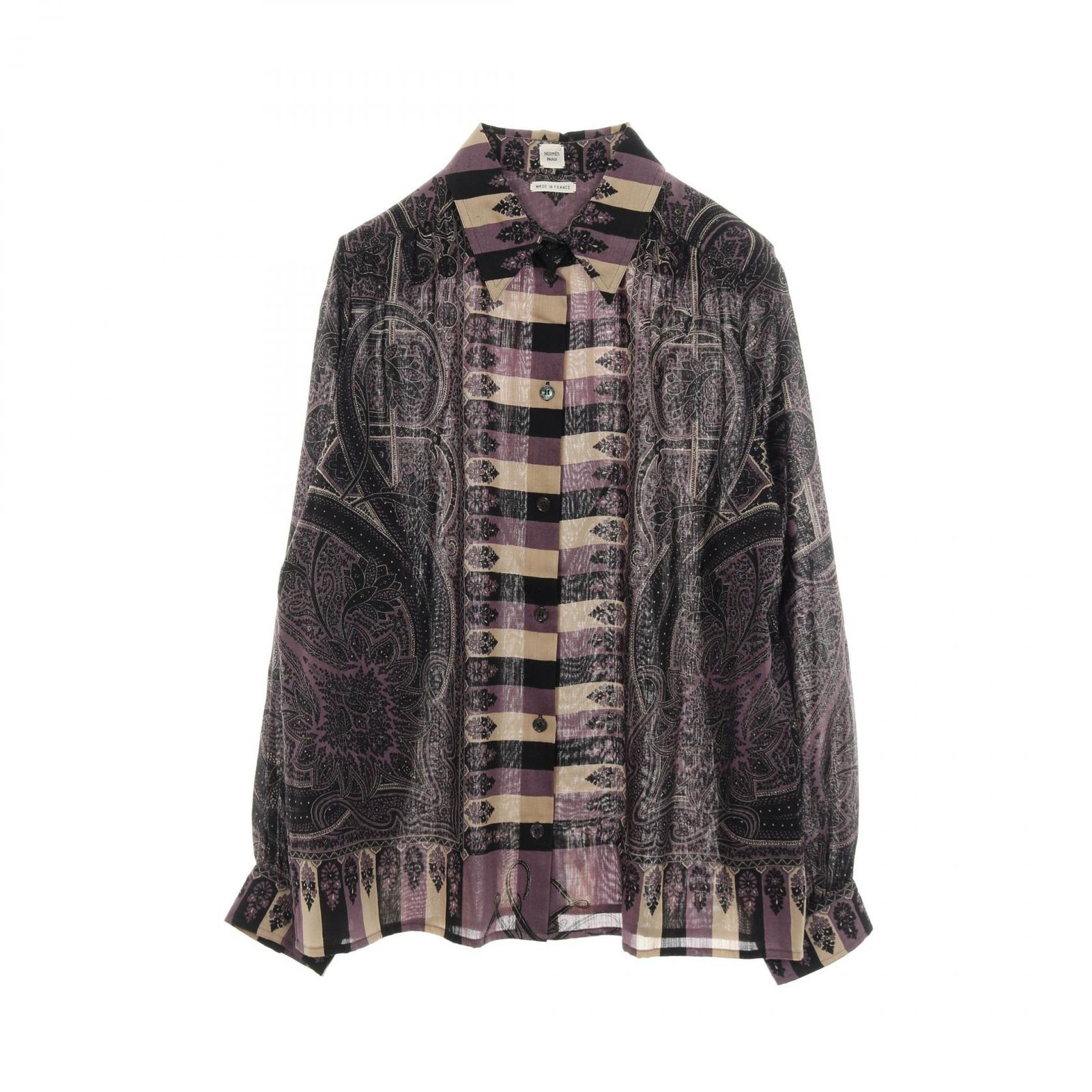 エルメス HERMES シャツ ウール シルク シャツ レディース Used A