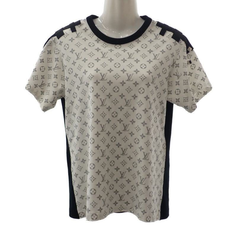 LOUIS VUITTON LOUIS VUITTON シルバーモノグラム Tシャツ L 半袖Ｔシャツ コットン ホワイト ブラック レディース 衣類