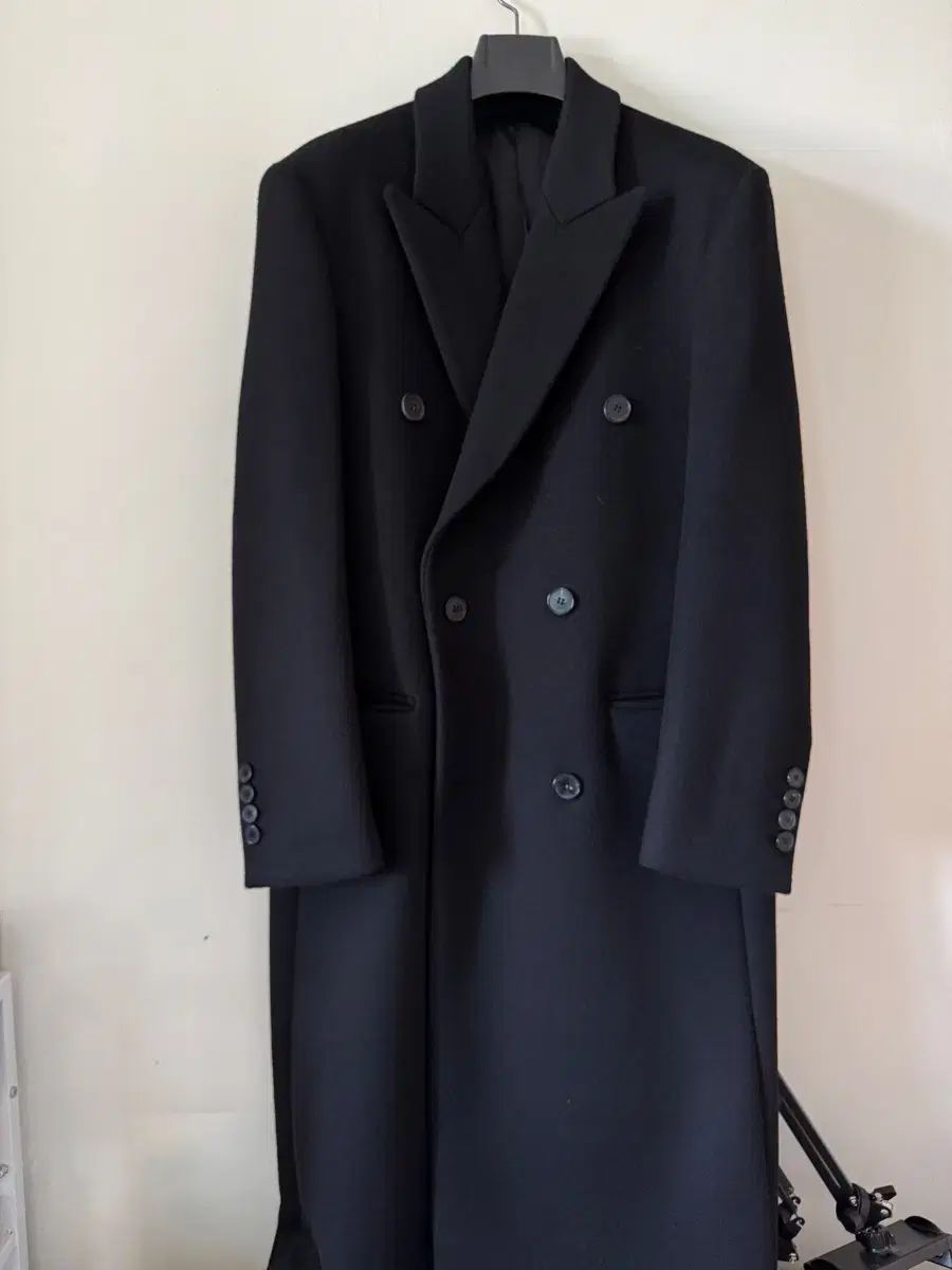 46 MAMAGARI 24fw ムード ロング ダブル コート ブラック