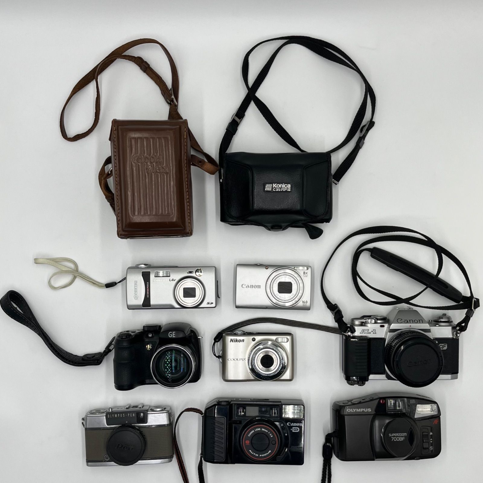 ジャンク品 カメラ 10点まとめ OLYMPUS-PEN EE-2 Autoboy2 SUPERZOOM 700BF AL-1 GE X500 COOLPIX Finecam L4v Power Shot A4000 IS RICOHFREX C35 AF2