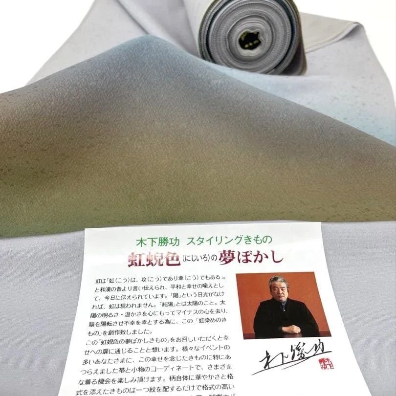 付け下げ 帯地付き 金通し 紋意匠 虹蜆色 木下勝功 反物 正絹 O 080