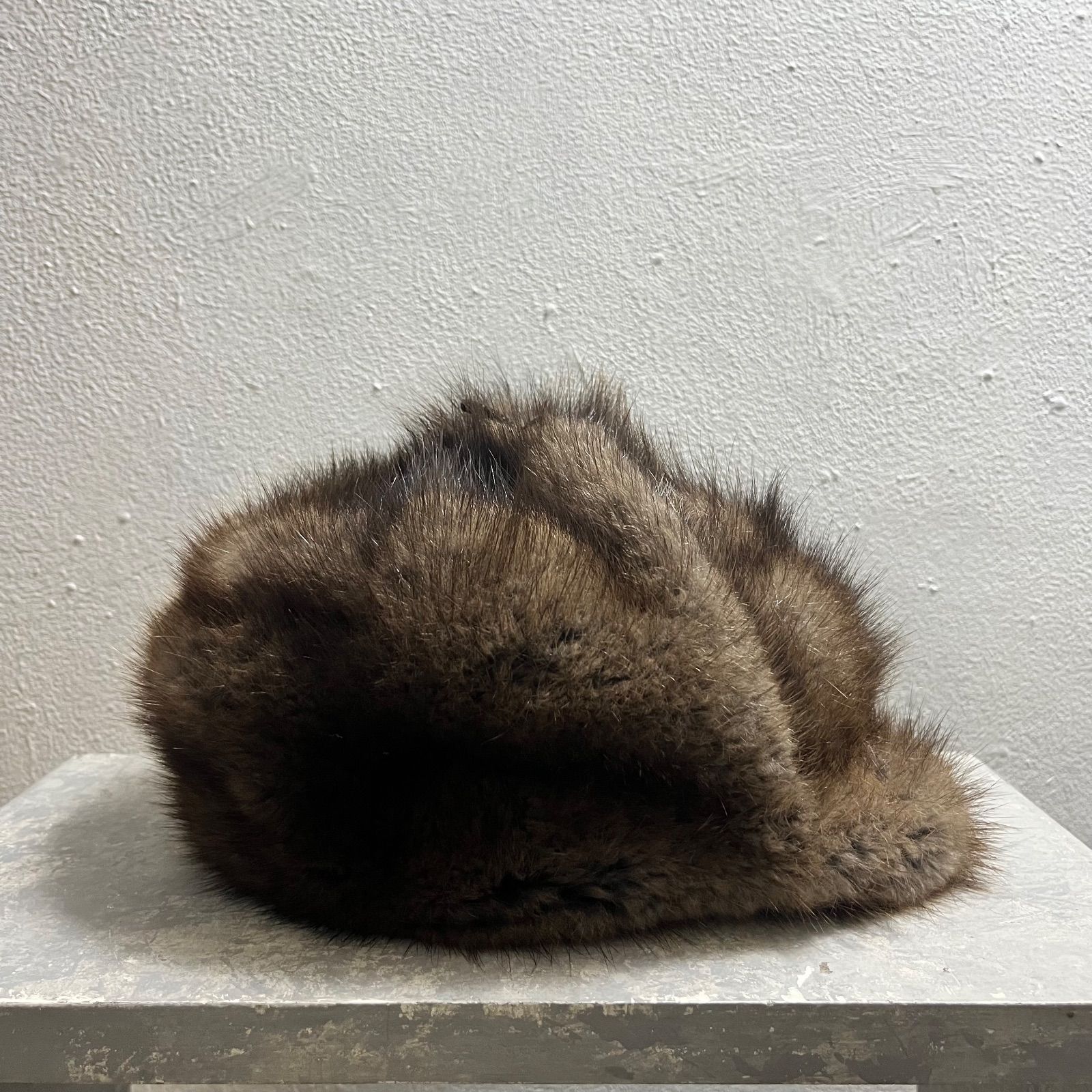  ヴィンテージ リアルファー 帽子 キャップ ベレー帽 イヤーフラップ シャギー ベレー帽 帽子