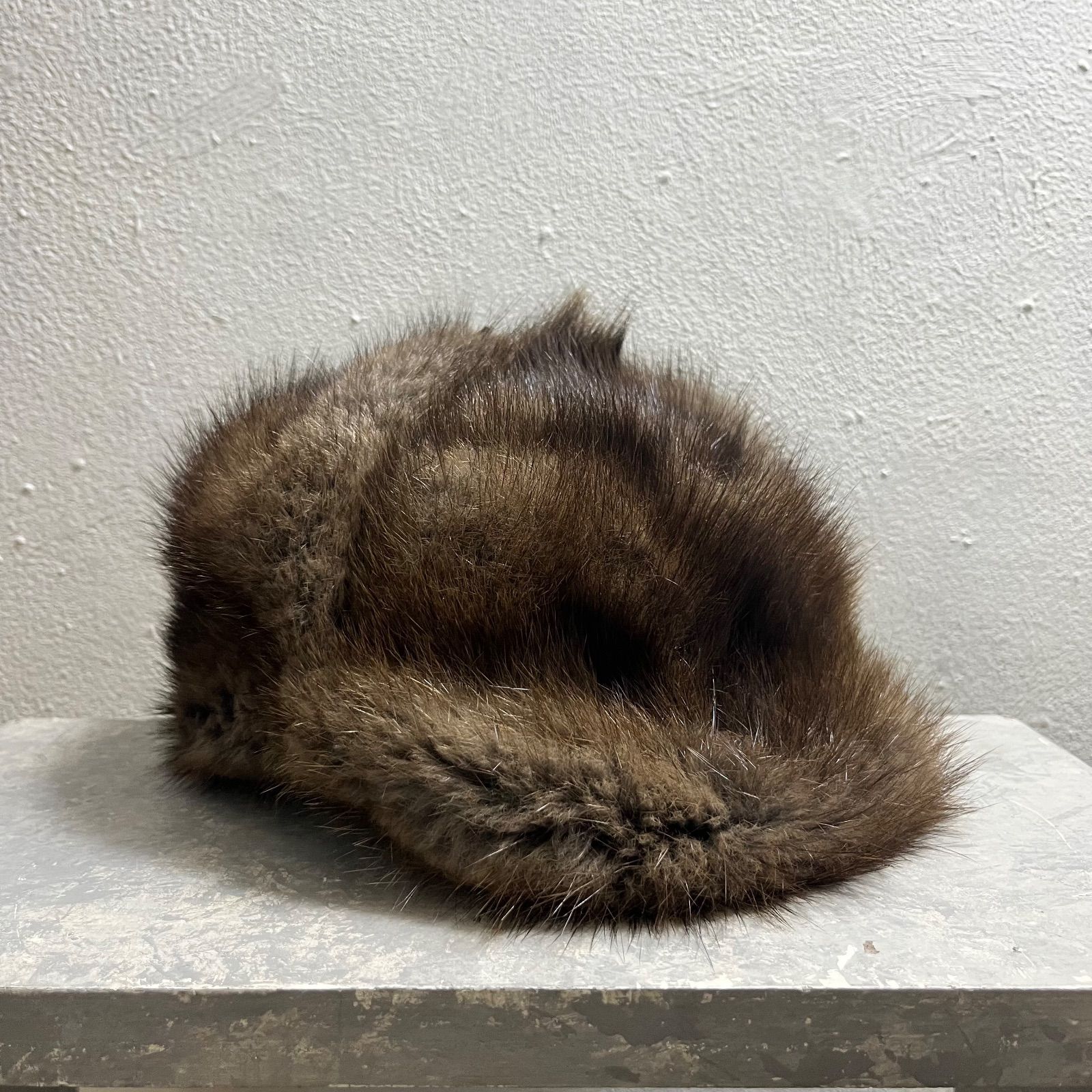 ヴィンテージ リアルファー 帽子 キャップ ベレー帽 イヤーフラップ シャギー