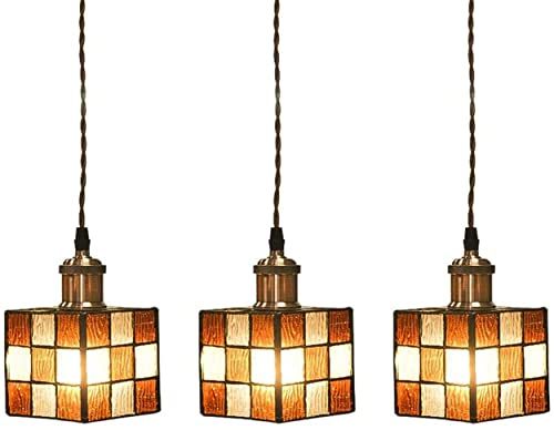 3灯ペンダントライト カラス クリアルービックキューブ E26口金 LED対応 器具のみ コード調整 吊り下げライト 天井照明 ランプシェード 飾り照明 壁スイッチ インテリア おしゃれ アンティーク調 レトロ モダン 北欧 シン 3f9719f4