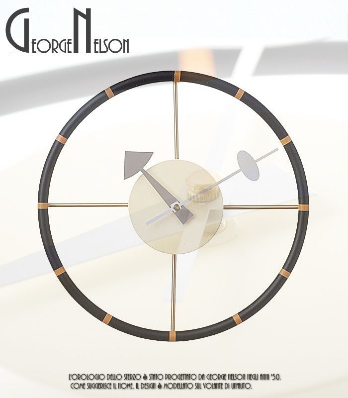 ジョージネルソン george nelson ステアリングクロック 掛け時計 リプロダクト ミッドセンチュリーの象徴 ナチュラルウッド ウォールクロック 壁掛け時計 ハンドル