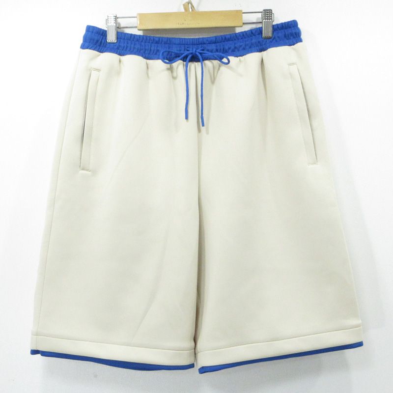 三重本店 GUCCI グッチ ネオプレンバスケットボール 23AW シェリーライン ロゴハーフパンツ 裏メッシュショートパンツ 752277 XJFS5 ライトベージュ アイボリー サイズ M 135