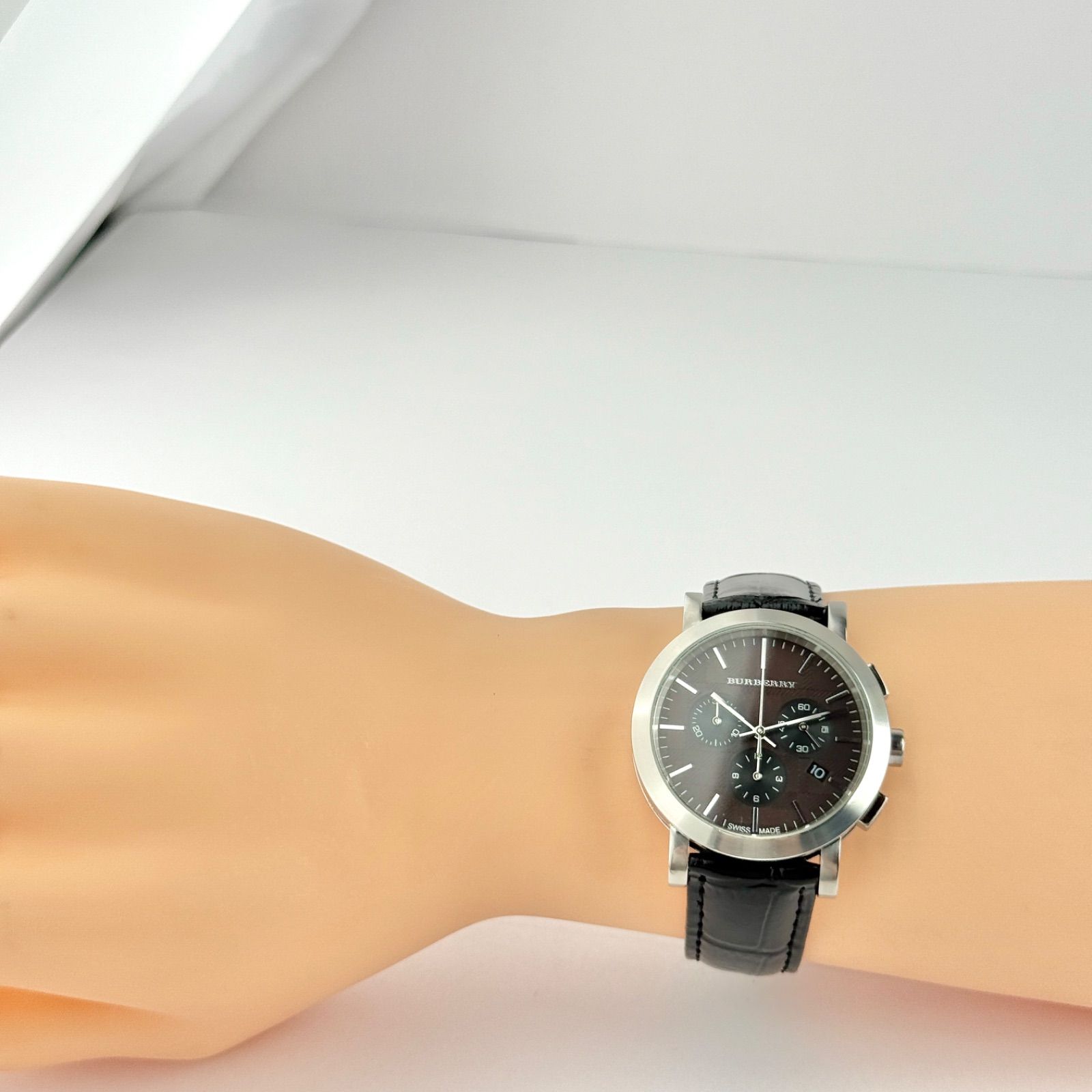 バーバリー クロノグラフ BU1776 新品ベルト 新品電池 メンズ 481  