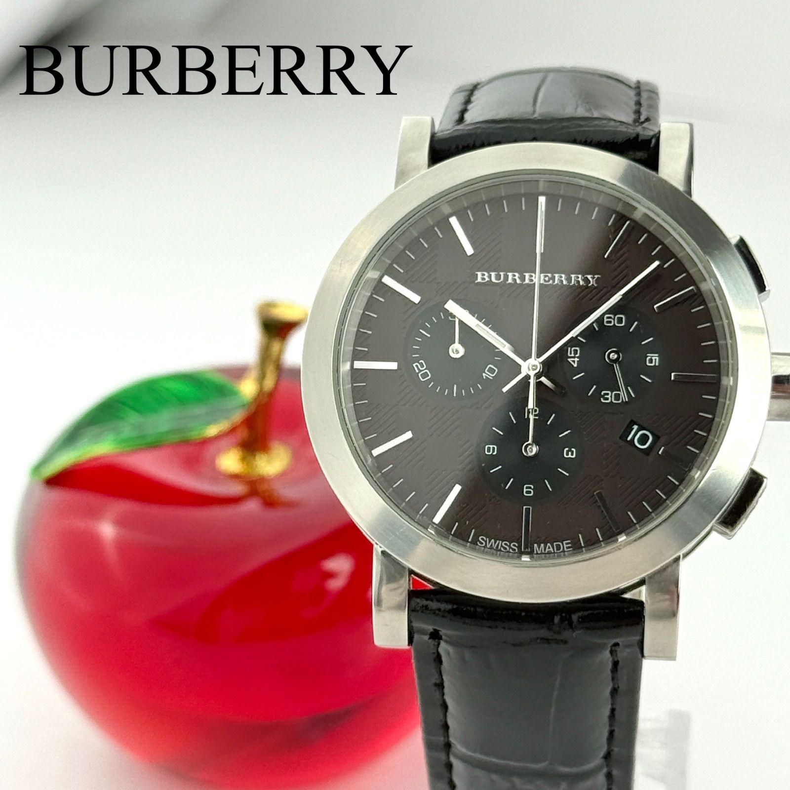 バーバリー クロノグラフ BU1776 新品ベルト 新品電池 メンズ 481  