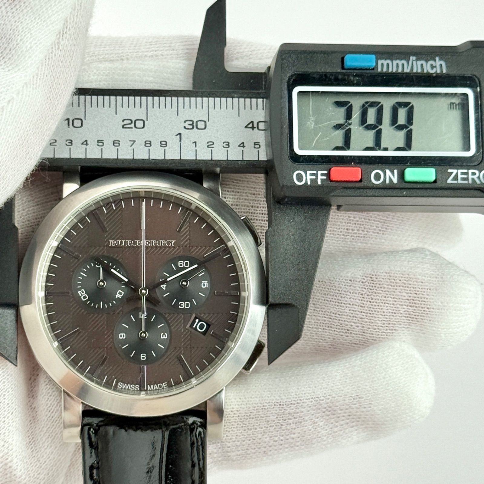 バーバリー クロノグラフ BU1776 新品ベルト 新品電池 メンズ 481  