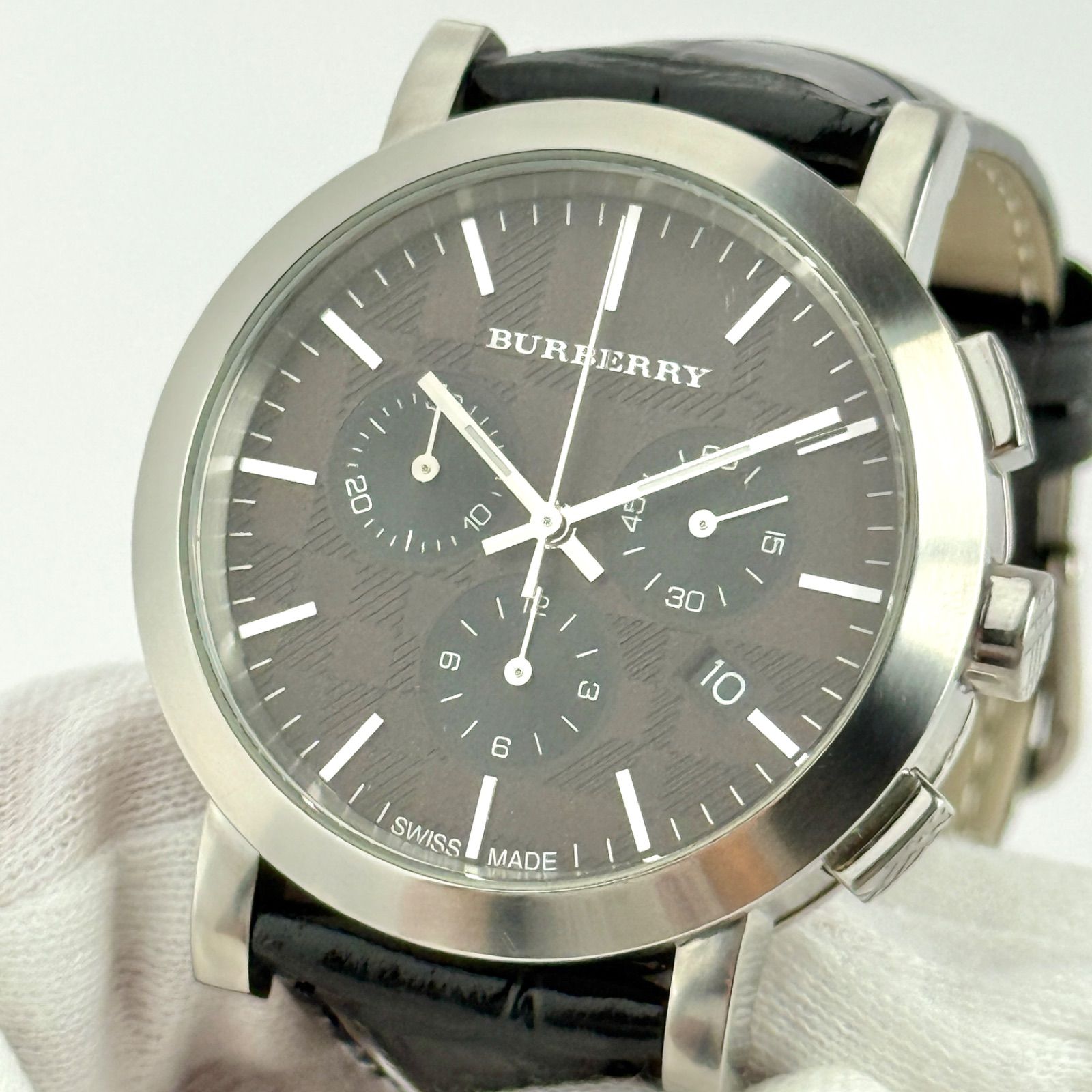 バーバリー クロノグラフ BU1776 新品ベルト 新品電池 メンズ 481  