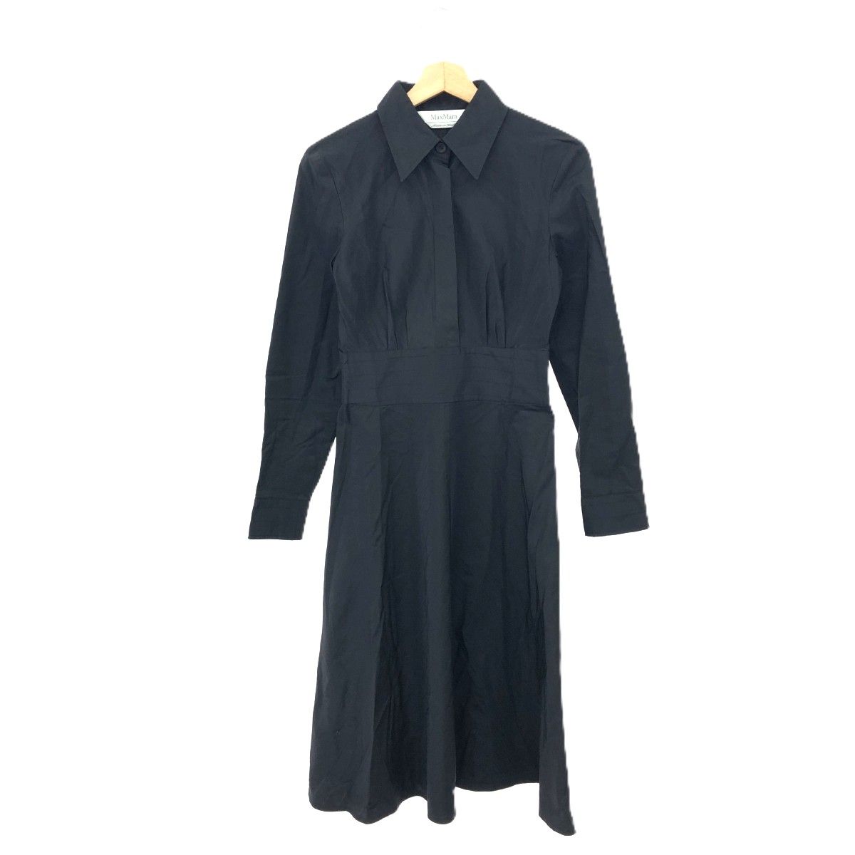 MAX MARA マックスマーラ ロングシャツワンピース 白タグ リボンベルト ブラック レディース