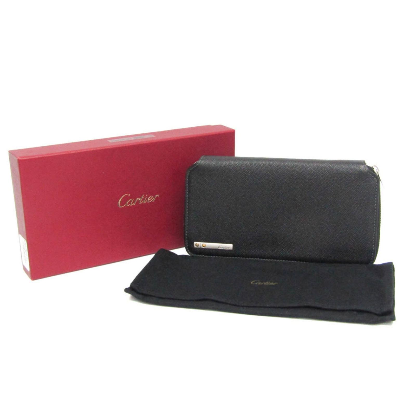 カルティエ Cartier サントス L3000942 メンズ レザー 長財布 二つ折り ブラック