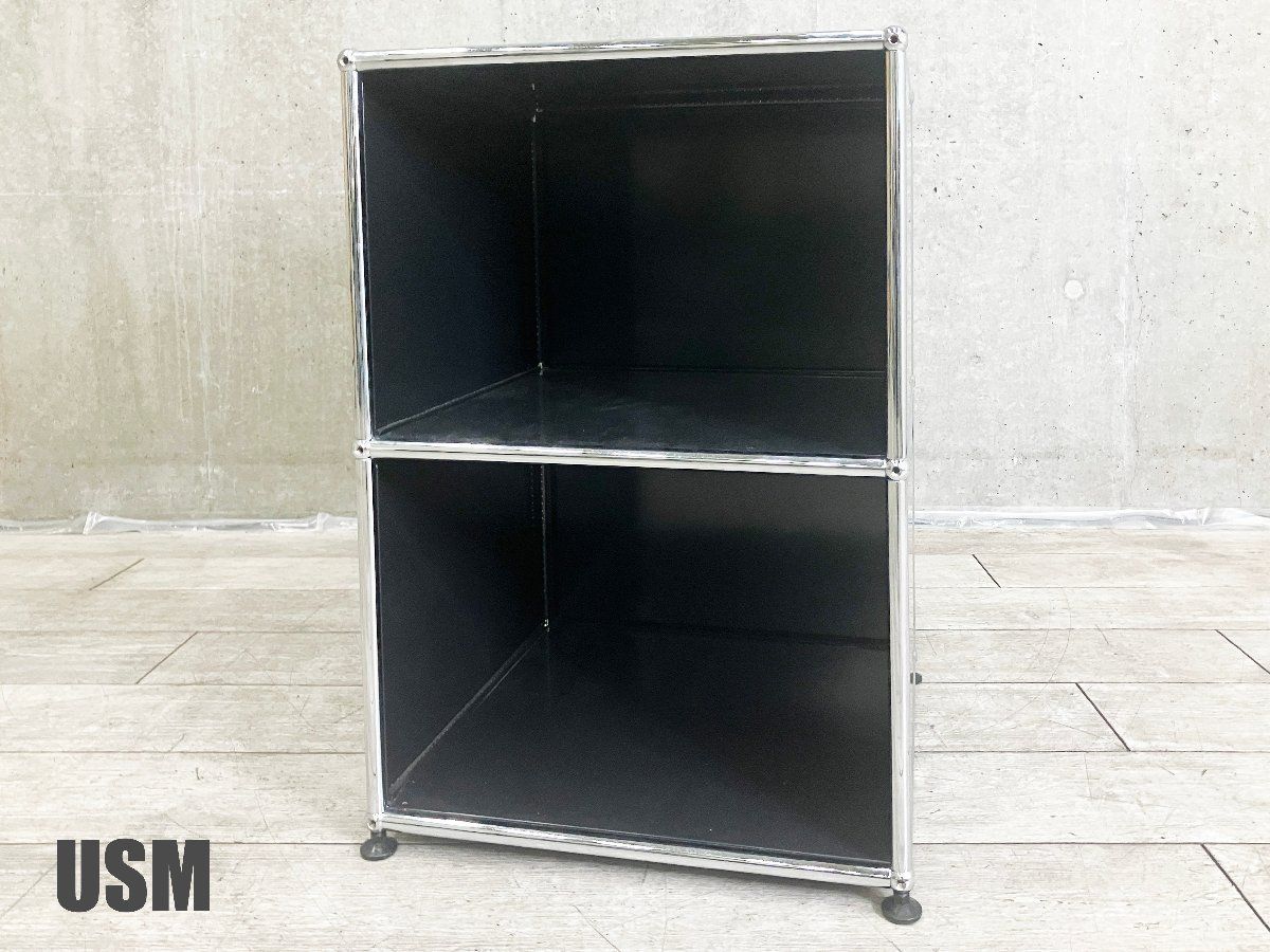 USMハラー 1連２段キャビネット ナイトテーブル グラファイトブラック D 500