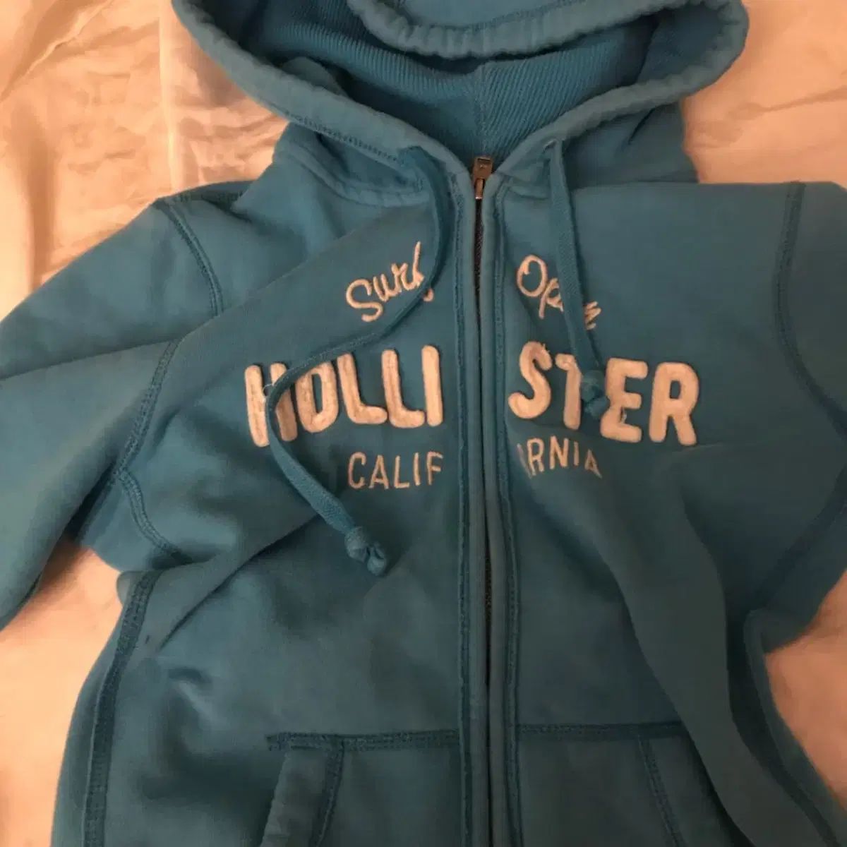  ホリスター スカイブルー 起毛 ジップアップ フーディー パーカー トップス