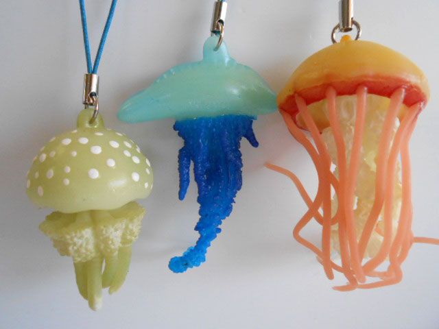 ♯Jwi18ETネイチャーテクニカラークラゲソフトストラップ蓄光7種