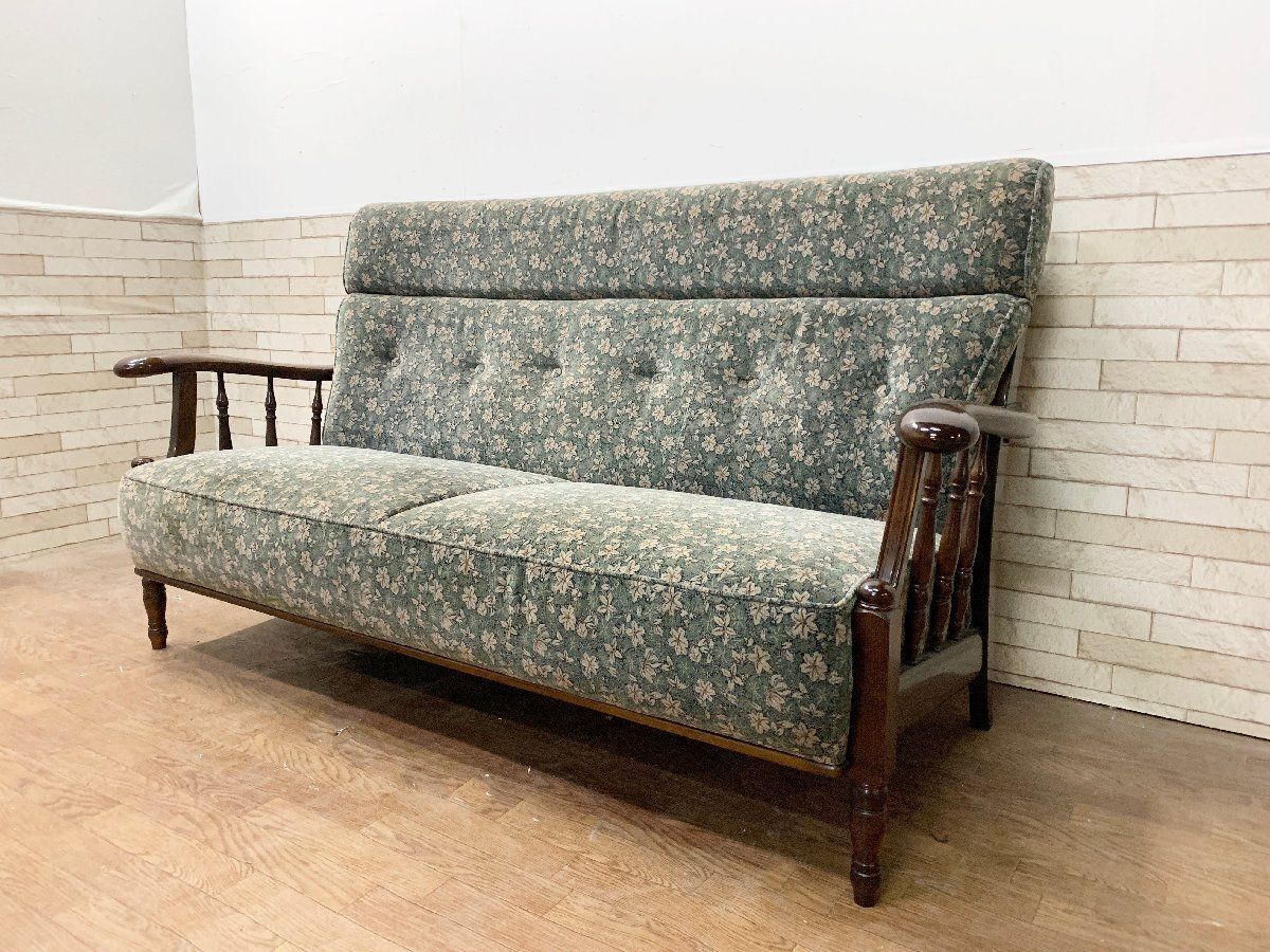 ★karimoku カリモク COLONIAL ソファベッド 花柄レトロ3人掛け ☆karimoku カリモク COLONIAL ソファベッド 花柄レトロ3人掛け