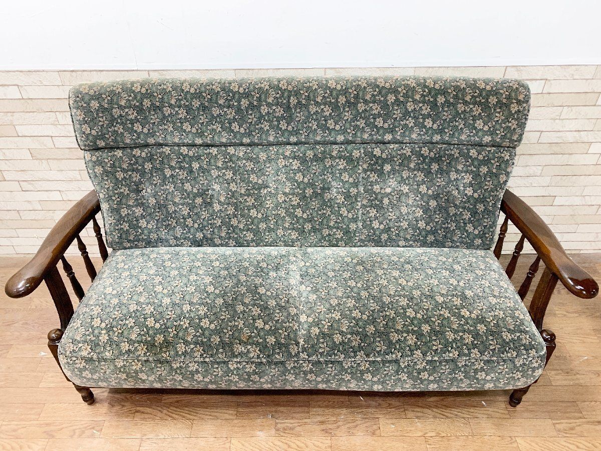 ★karimoku カリモク COLONIAL ソファベッド 花柄レトロ3人掛け カリモク/karimoku コロニアル 花柄ソファ 3P 肘掛けソファ 応接
