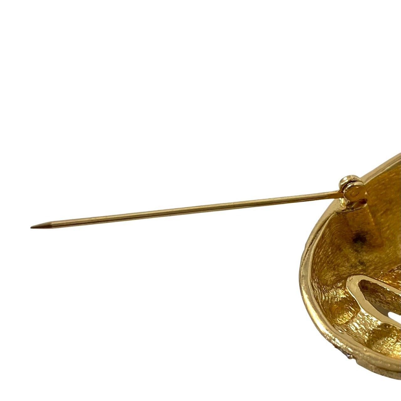 Y【Dior】ネコ モチーフ ブローチ ゴールド/金カラー ラインストーン