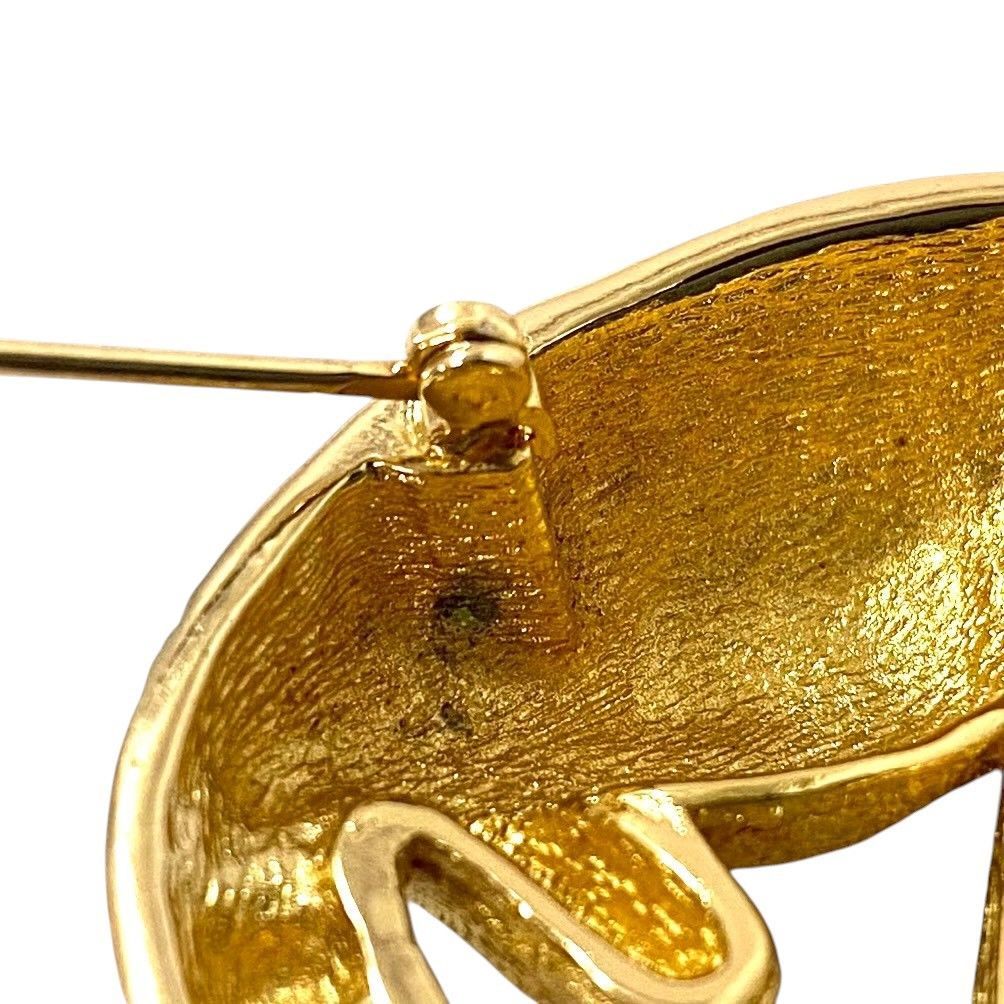 Y【Dior】ネコ モチーフ ブローチ ゴールド/金カラー ラインストーン