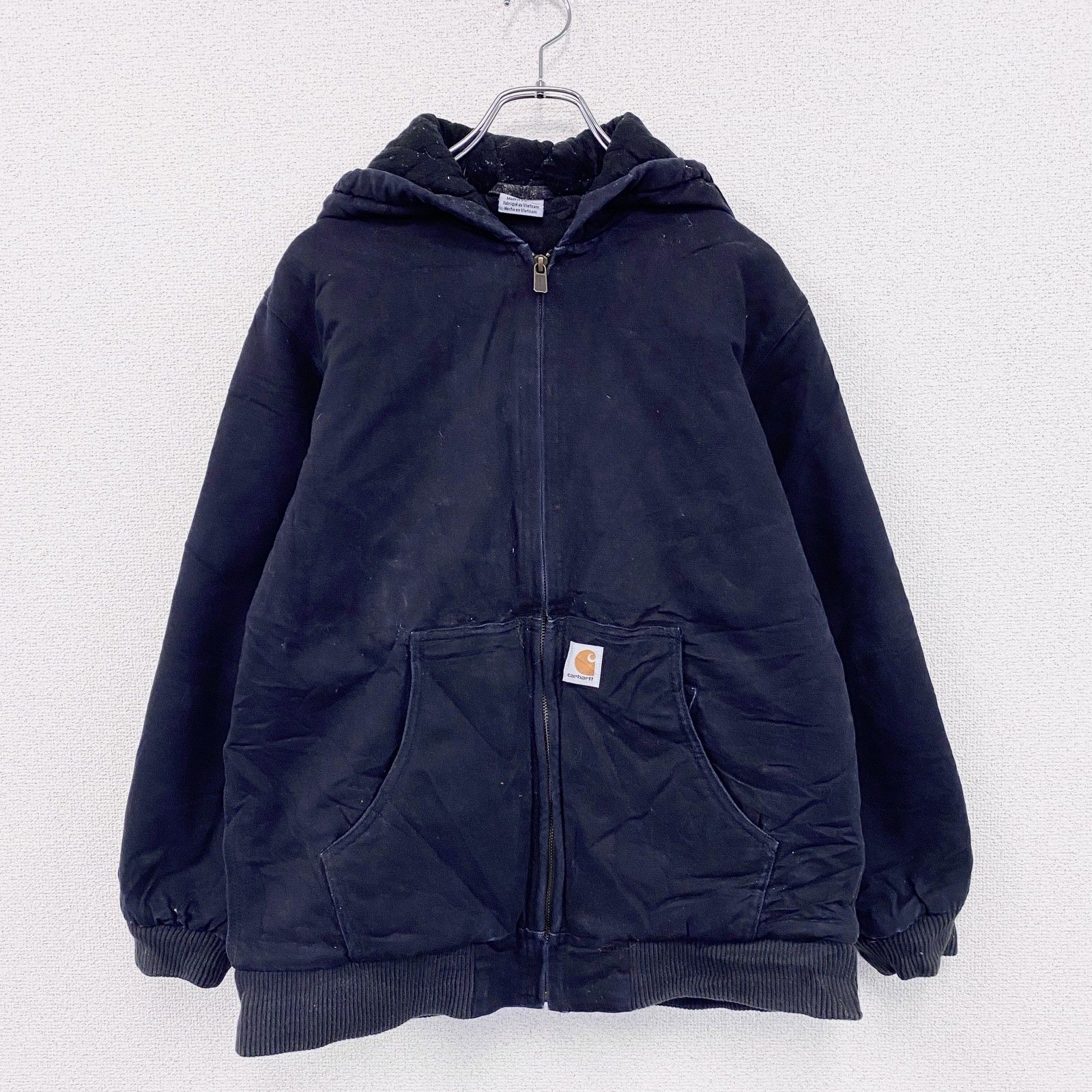 古着 Carhartt カーハート アクティブジャケット ダックパーカー ヴィンテージ 黒 ブラック XLサイズ