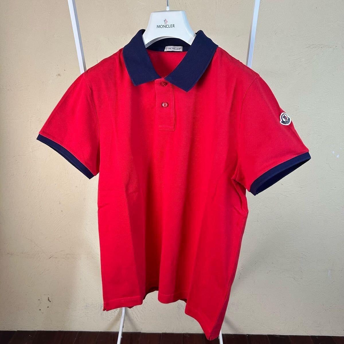 MONCLER モンクレール半袖ポロシャツ赤レッドM