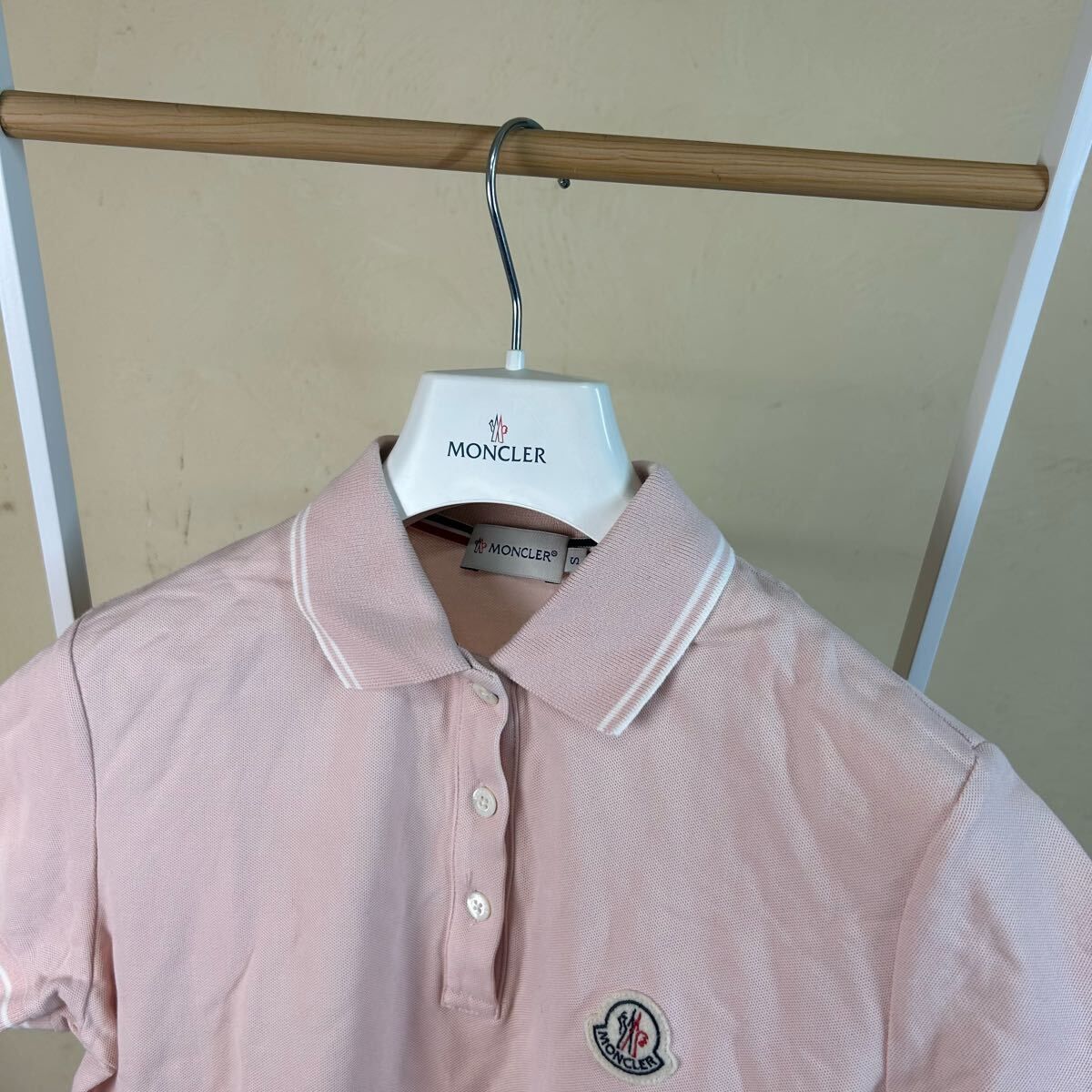 MONCLERモンクレール半袖ポロシャツ薄ピンクS