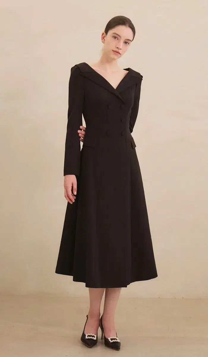 GRACE U オフショルダー ジャケット ワンピース ブラック Off-Shoulder