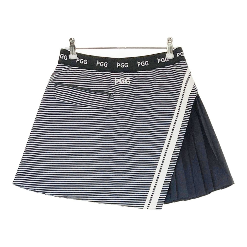 サイズ 00 PGG PEARLY GATES パーリーゲイツ プリーツスカート ボーダー柄 ネイビー系 240101540920 ゴルフウェア レディース ストスト