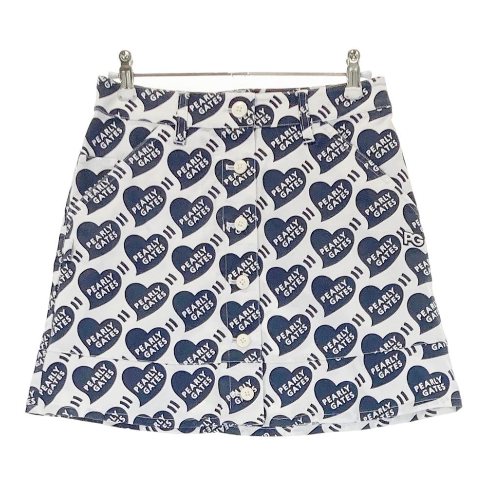 サイズ 00 PEARLY GATES パーリーゲイツ ストレッチ スカート ハートロゴ総柄 ホワイト系 240101553878 ゴルフウェア レディース ストスト