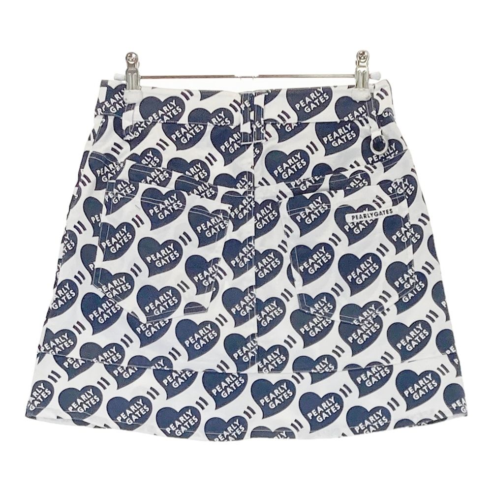 サイズ 00 PEARLY GATES パーリーゲイツ ストレッチ スカート ハートロゴ総柄 ホワイト系 ゴルフウェア レディース ストスト