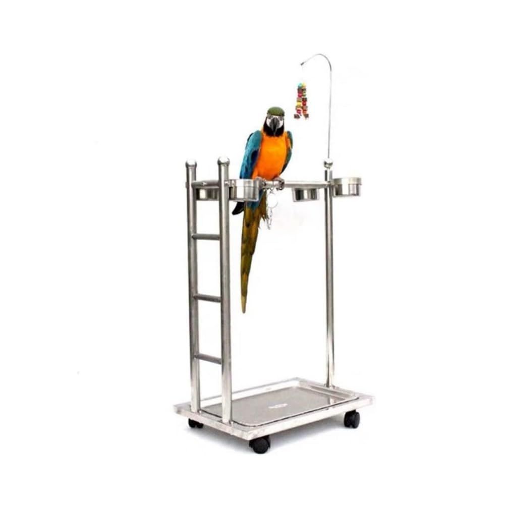 数量 Aeon hum オウムスタンド バードラック 鳥プレイスタンド バードケージ ステンレススチール キャスター付き 噛まれ対策 遊び場 止まり木 56 x 40 130 CM 止まり木直径3.2