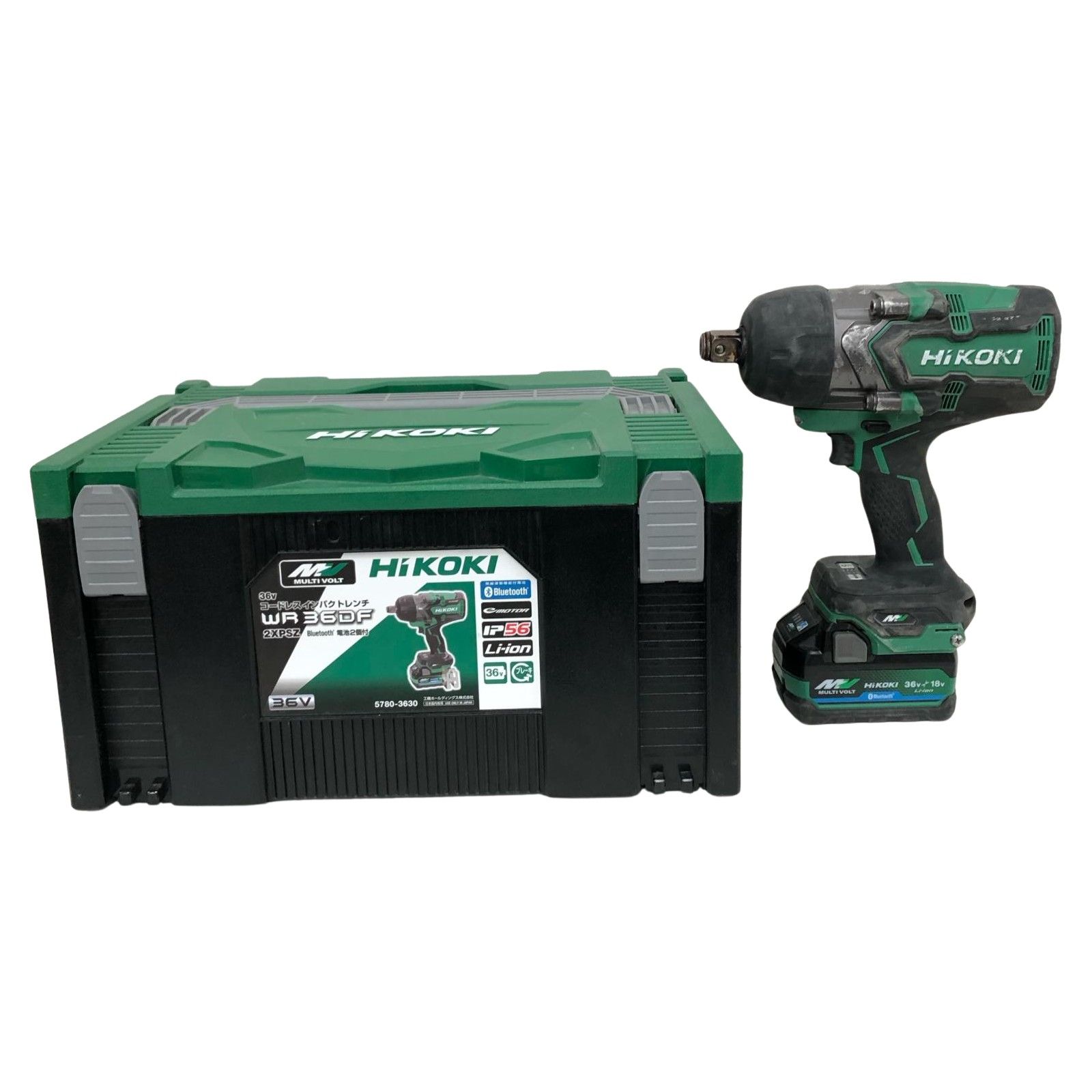 HiKOKI ハイコーキ 充電式 36V コードレスインパクトレンチ 充電器 充電池2個 ケース付 PSEマーク有 WR36DF グリーン
